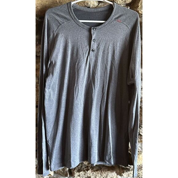Men’s Grey Lululemon Long Sleeve Henley Top Size Extra Large - Picture 1 of 5